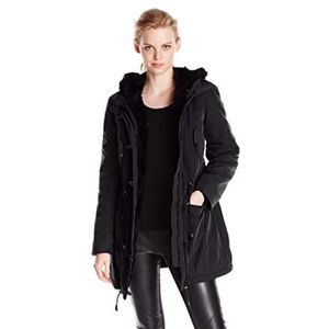 Marc New York Black “Dee” Faux Fur Parka